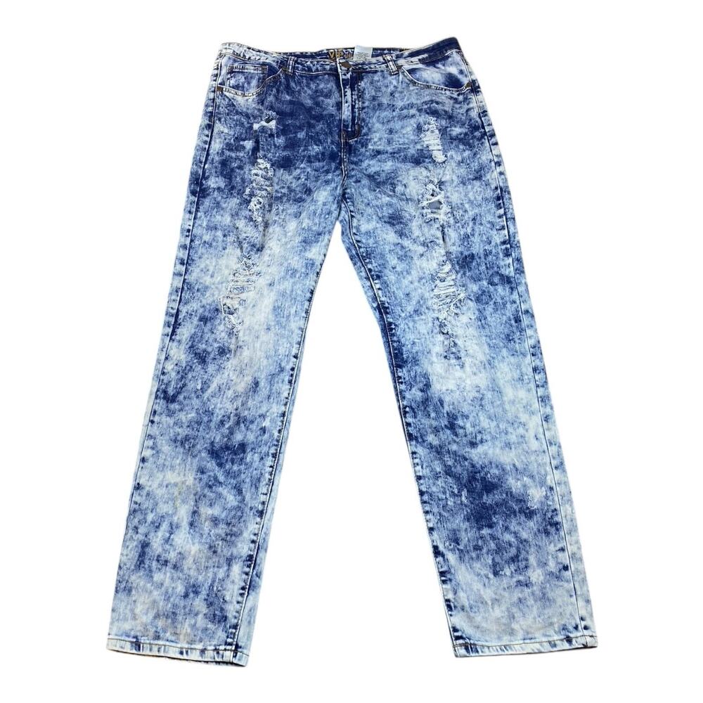 Vintage Women's VIP Distressed Acid Wash‎ Boot Cut Jeans - Size 16 w/ 35” Waist